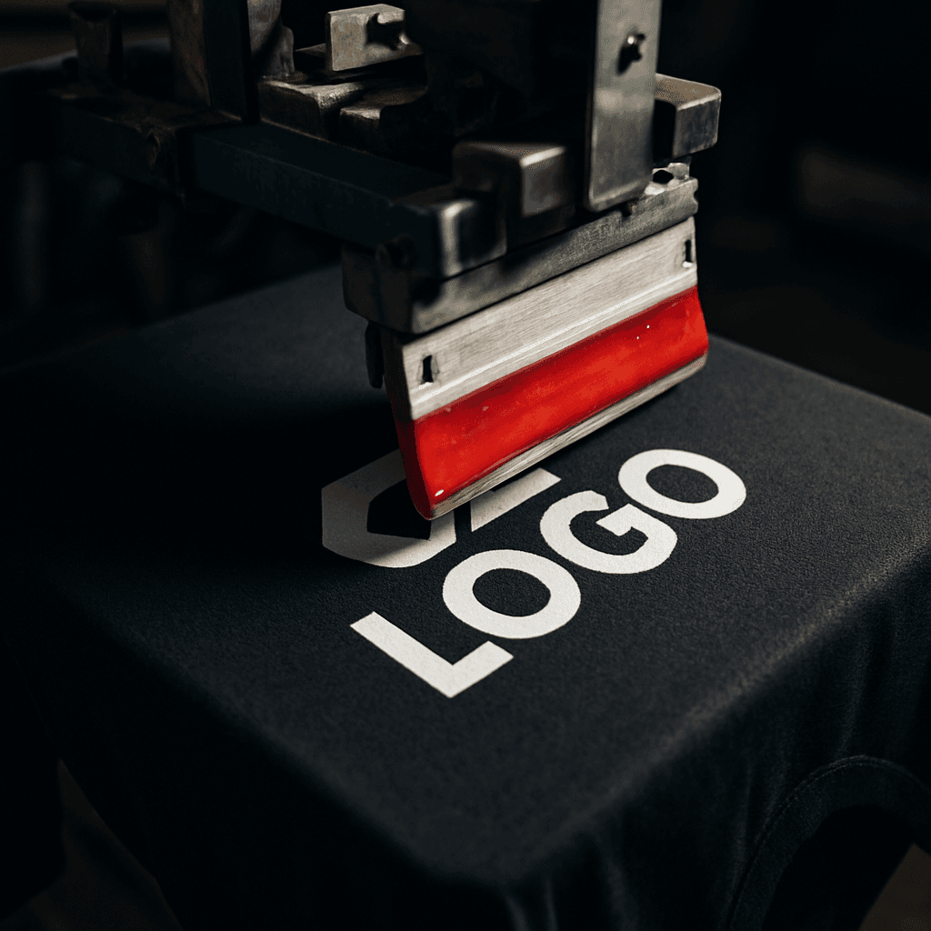 Logo wordt op een shirt gedrukt